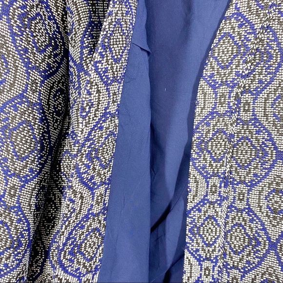 Long Tall Sally Boho Printed Blue Jacquard Open Blazer Jacket 18 - Picture 7 of 10